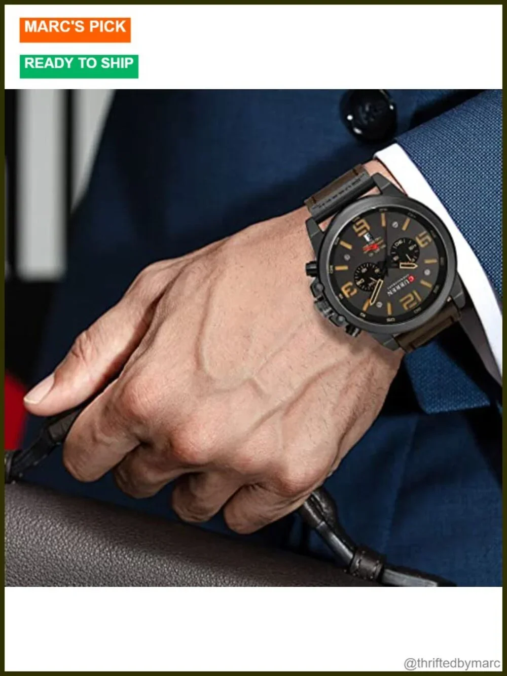 Mens Sport Military Analog Quartz Watch Chronograph Business Dress Waterproof